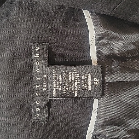 Apostrophe Black Womens Suit size 16P - Picture 2 of 5
